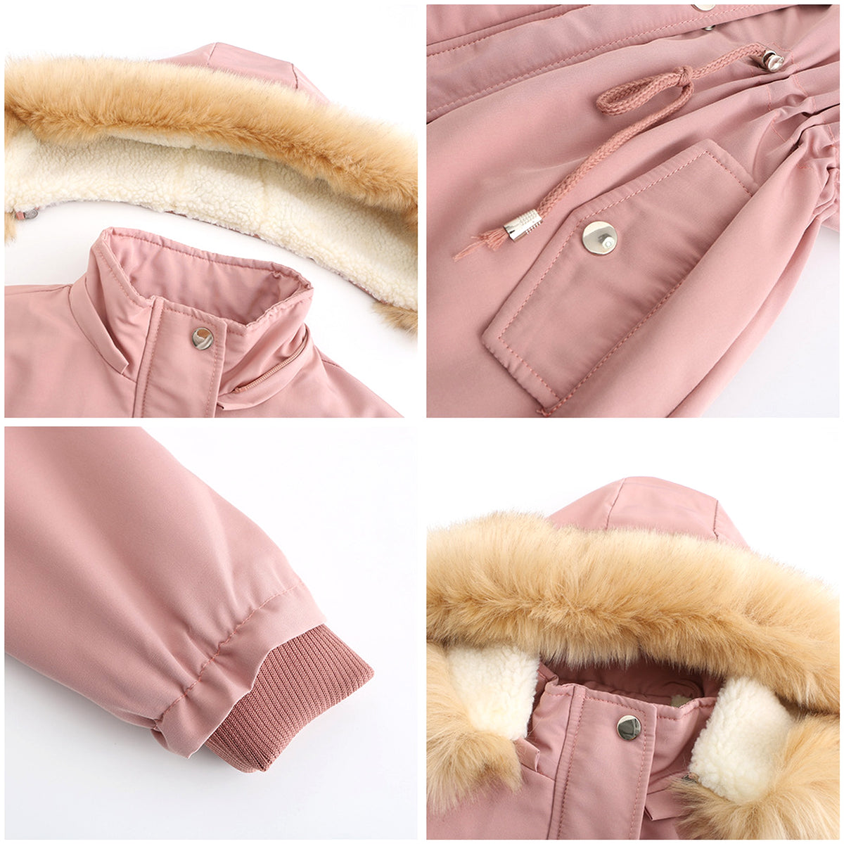 Women's Winter Coat with Detachable Hood – Warm Fleece-Lined Jacket - enhanced image 14