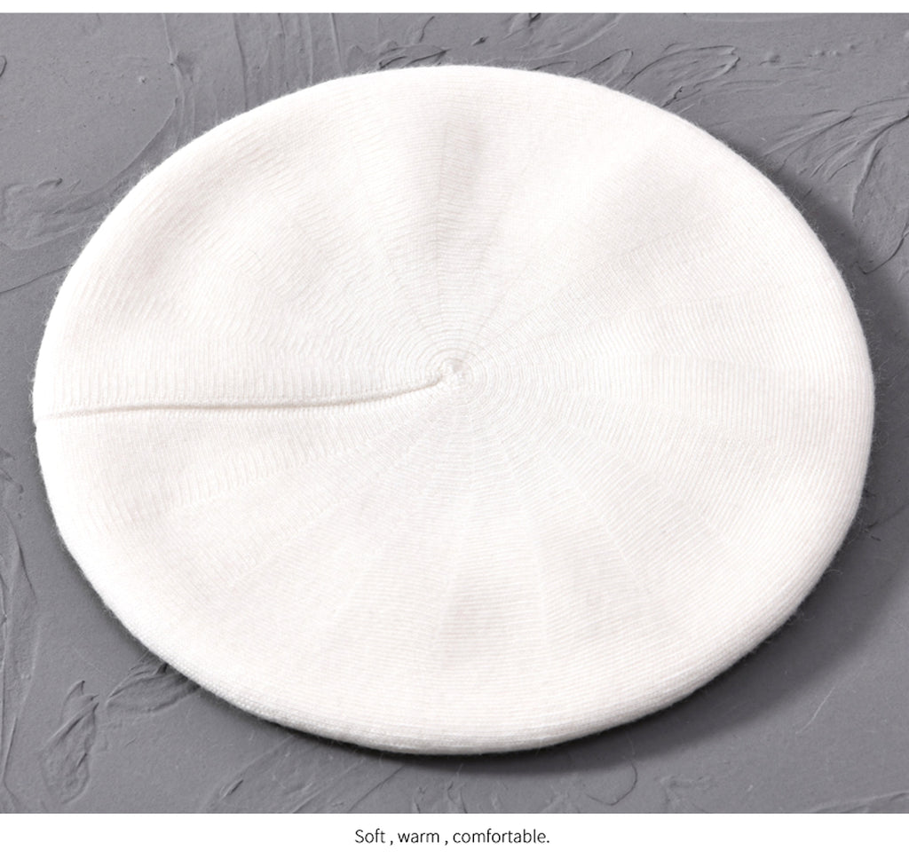 Autumn Winter Berets Hat Women Casual Knitted Wool Beret Wit - enhanced image 15