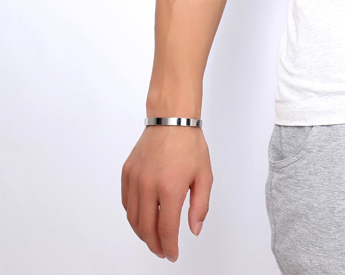 Can Be Engraved Light Body Opening Titanium Steel Men's Bracelet - enhanced image 15