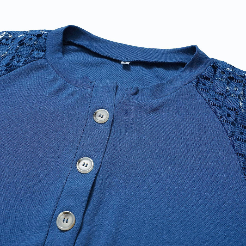 Casual Lace Button Top Women T-Shirt - enhanced image 15