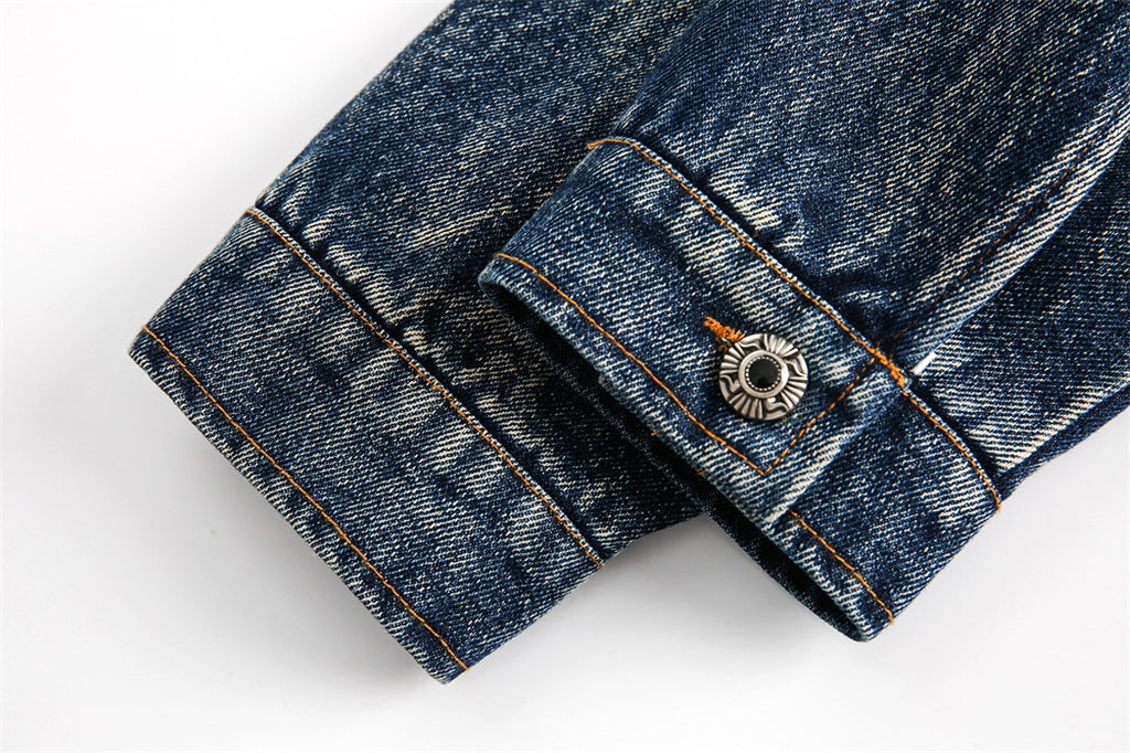 Denim Cargo Pants Jacket Men And Women Heavy Industry Washed And Worn - enhanced image 15