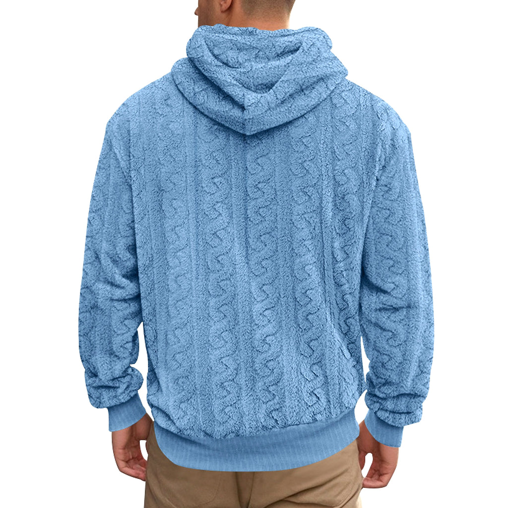 European And American Fall Winter Men Hooded Jacquard Teddy Plush Sports And Leisure Sweater - enhanced image 15