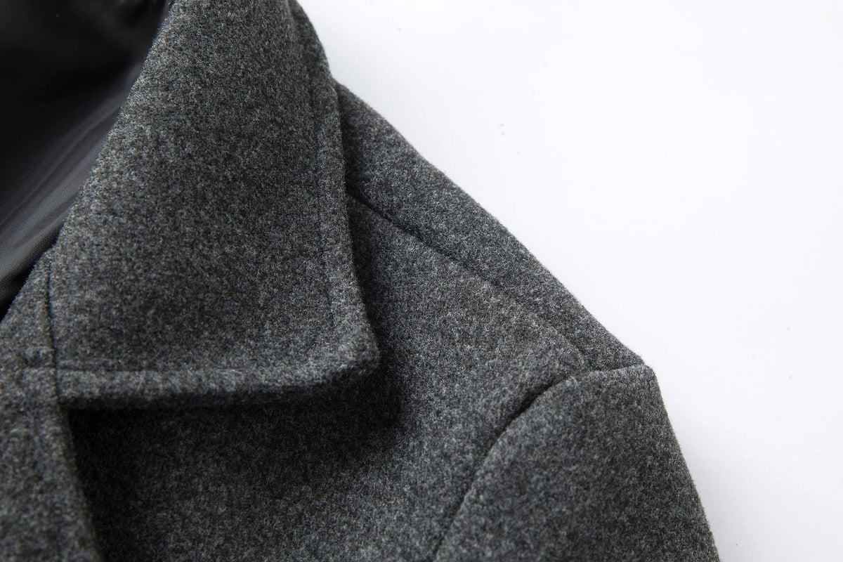 Fall Winter Men Double Breasted Mid-length Trench Coat - enhanced image 15