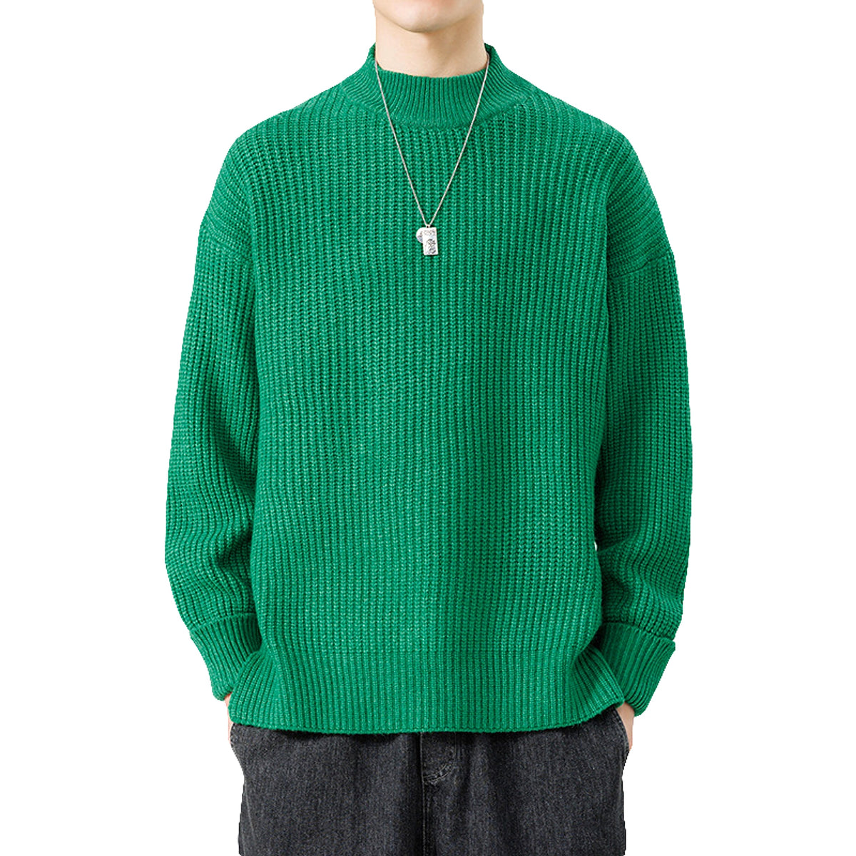 Half High Necked Sweater For Men's Casual Knitwear Outerwear - enhanced image 15