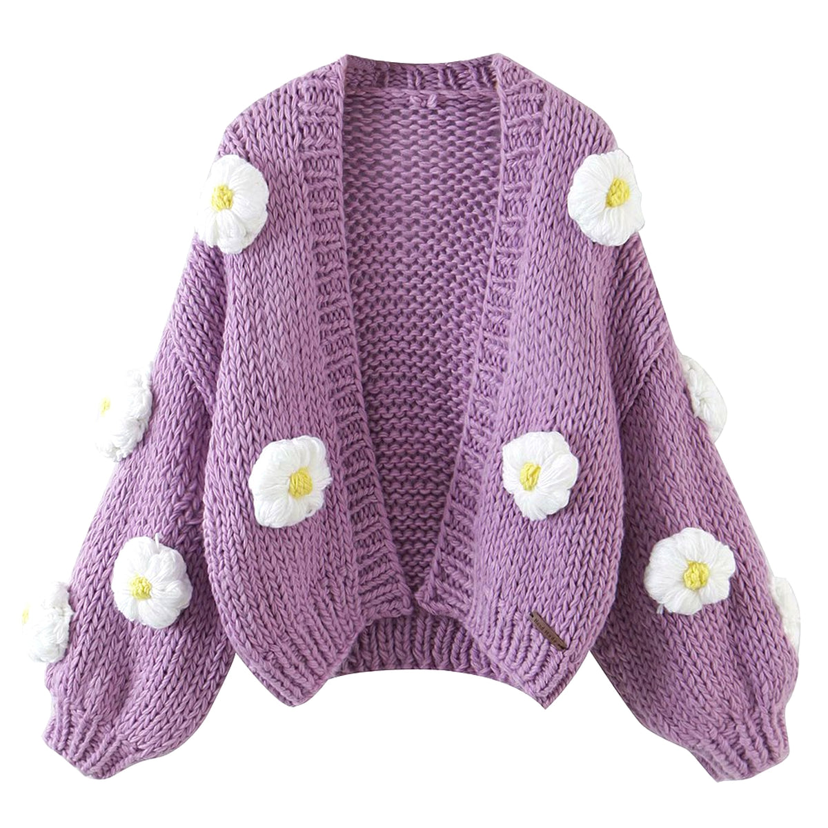Handmade Crochet Cardigan Sweater Women Fruit Jacquard Embroidery - enhanced image 15