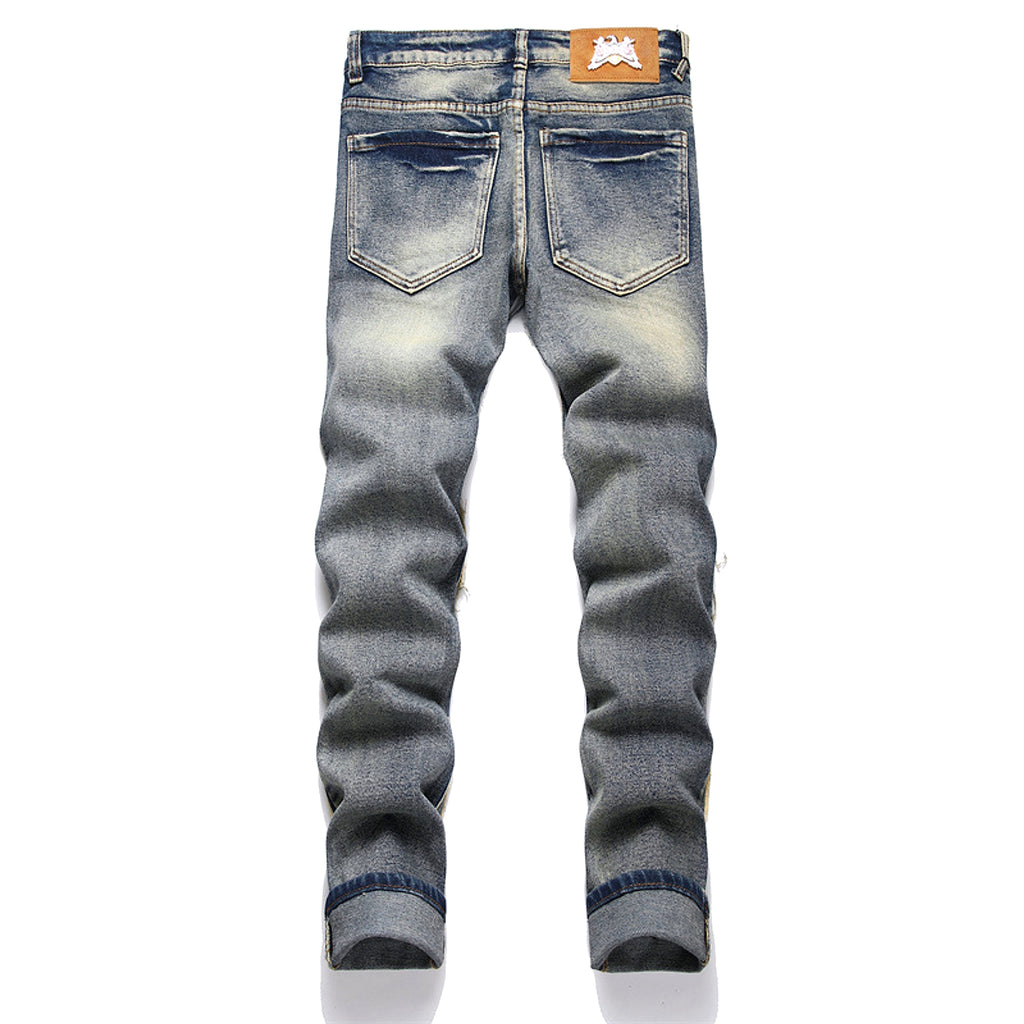 RawEdge™ – Distressed Patchwork Slim Jeans - enhanced image 15