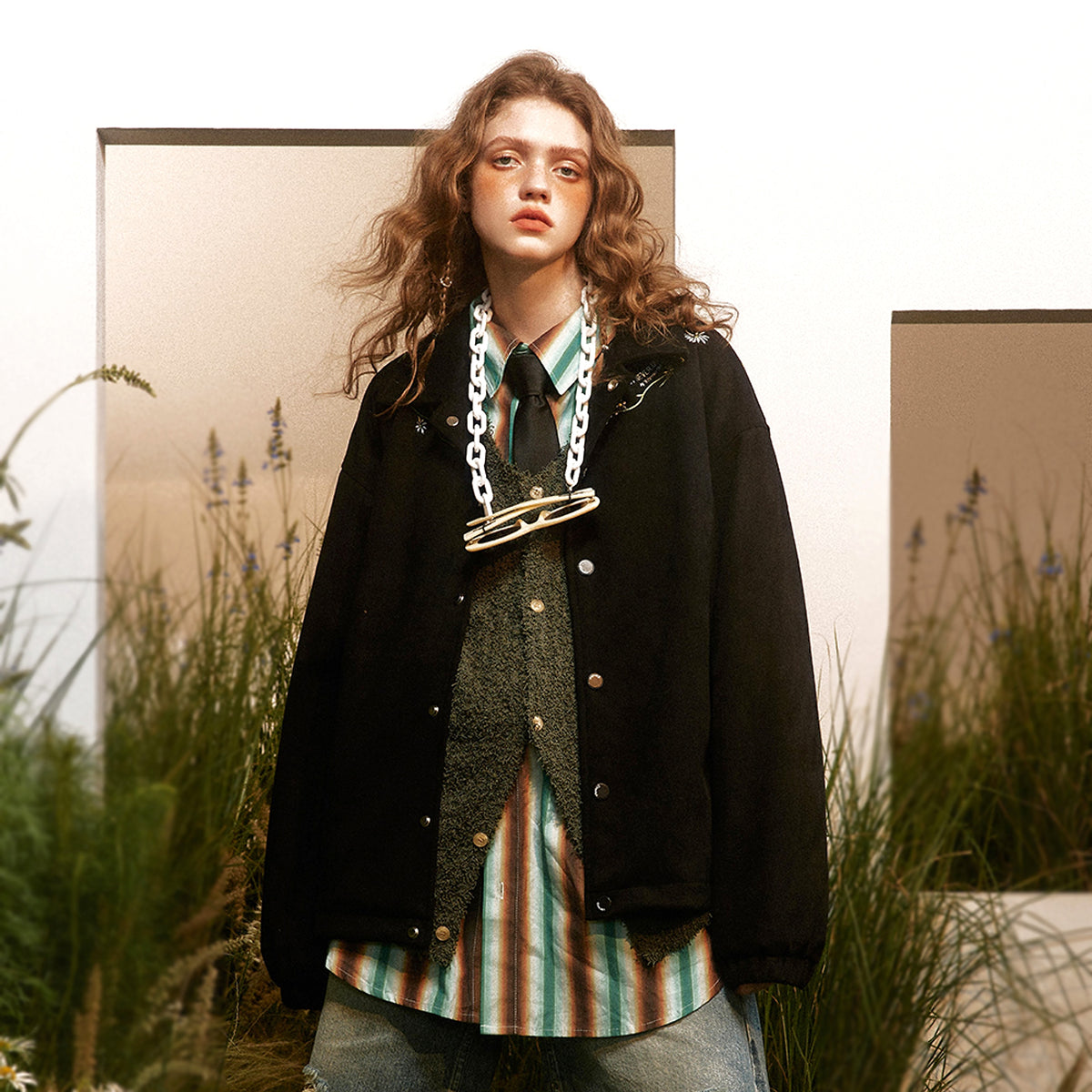 Letter Floral Embroidered Jacket For Men - enhanced image 15