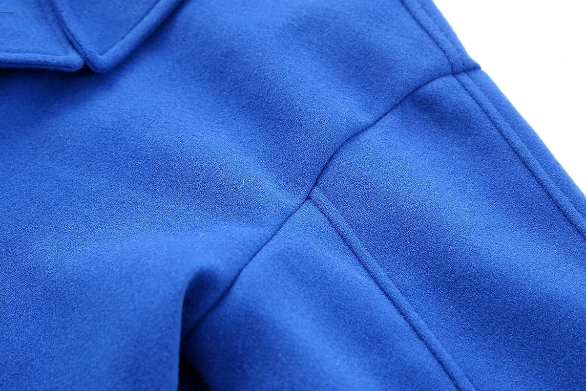 A1. Loose Double-breasted Short Design Woolen Coat - enhanced image 15
