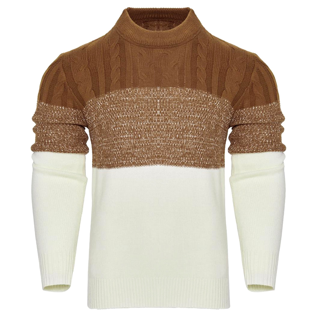 Men's Casual Color Block Long Sleeve Cable Knit Pullover Sweater - enhanced image 15