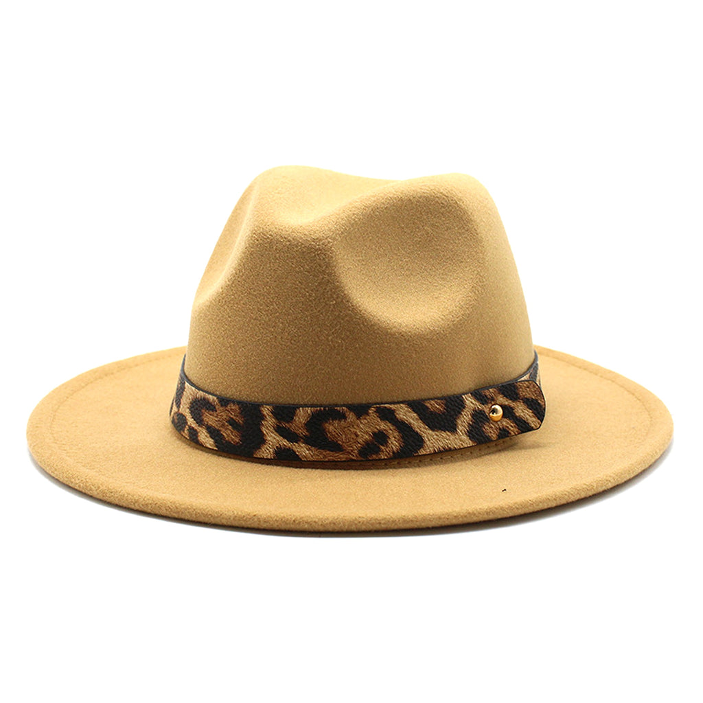 Men's Fashion Leopard Print Woolen Big Brim Top Hat - enhanced image 15