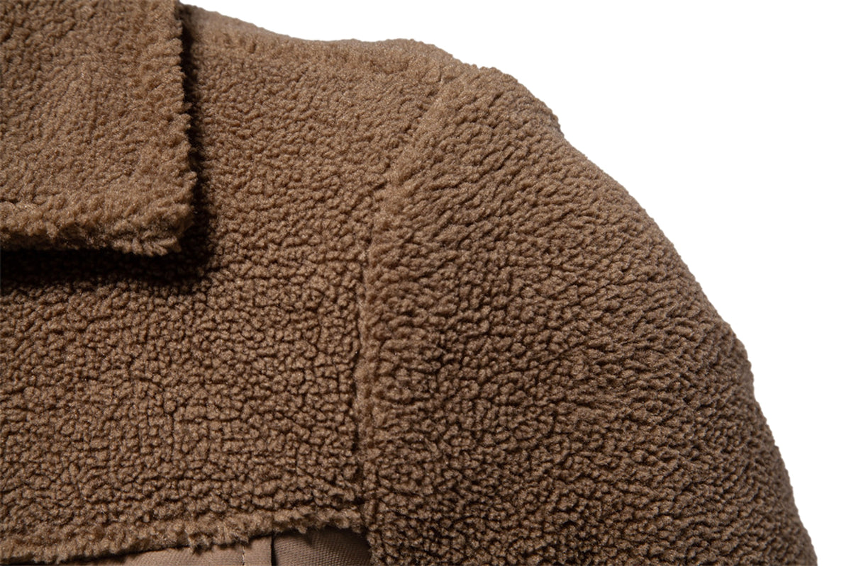 Men's New Jacket Fashion Casual Patchwork Lamb Wool Coat - enhanced image 15