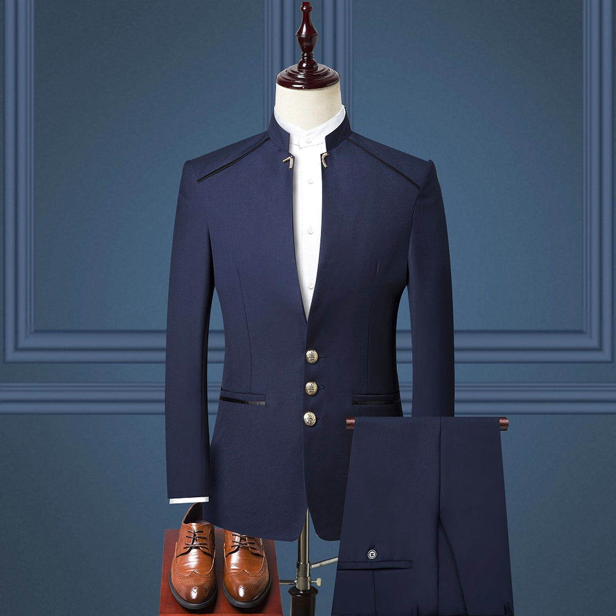 RegentForm™ – 3-Piece British Stand Collar Suit - enhanced image 15