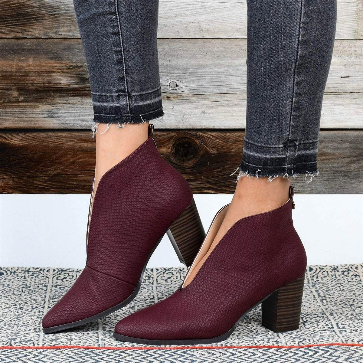 Retro Square Toe Casual Large Size Single Shoe Mid Heel - enhanced image 15