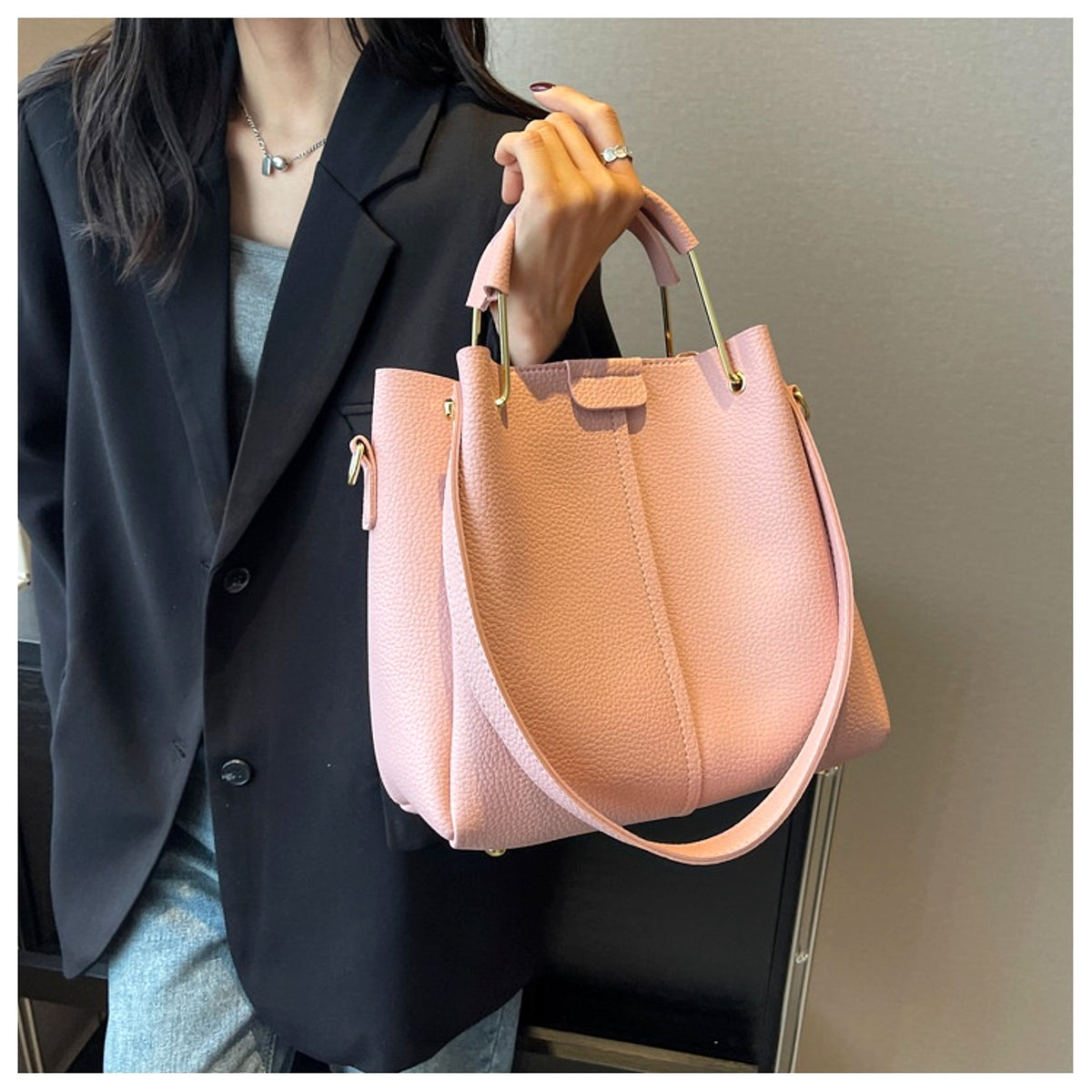 Roselle™ – Textured Mini Bucket Bag (Korean Style) - enhanced image 15