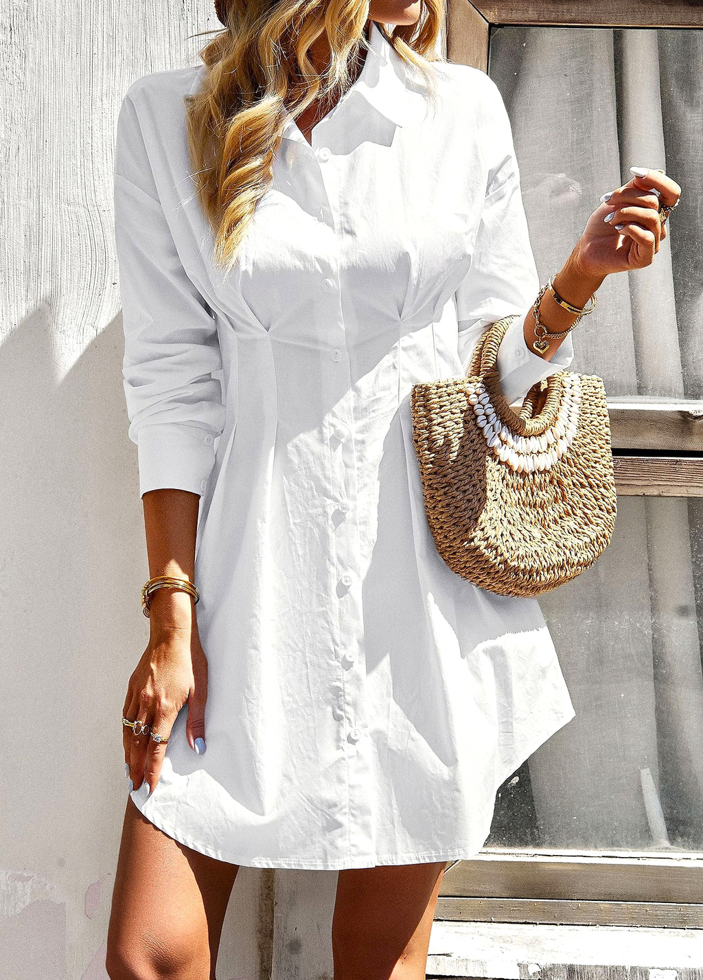 Temperament Commute Solid Color Shirt Dress Women - enhanced image 15