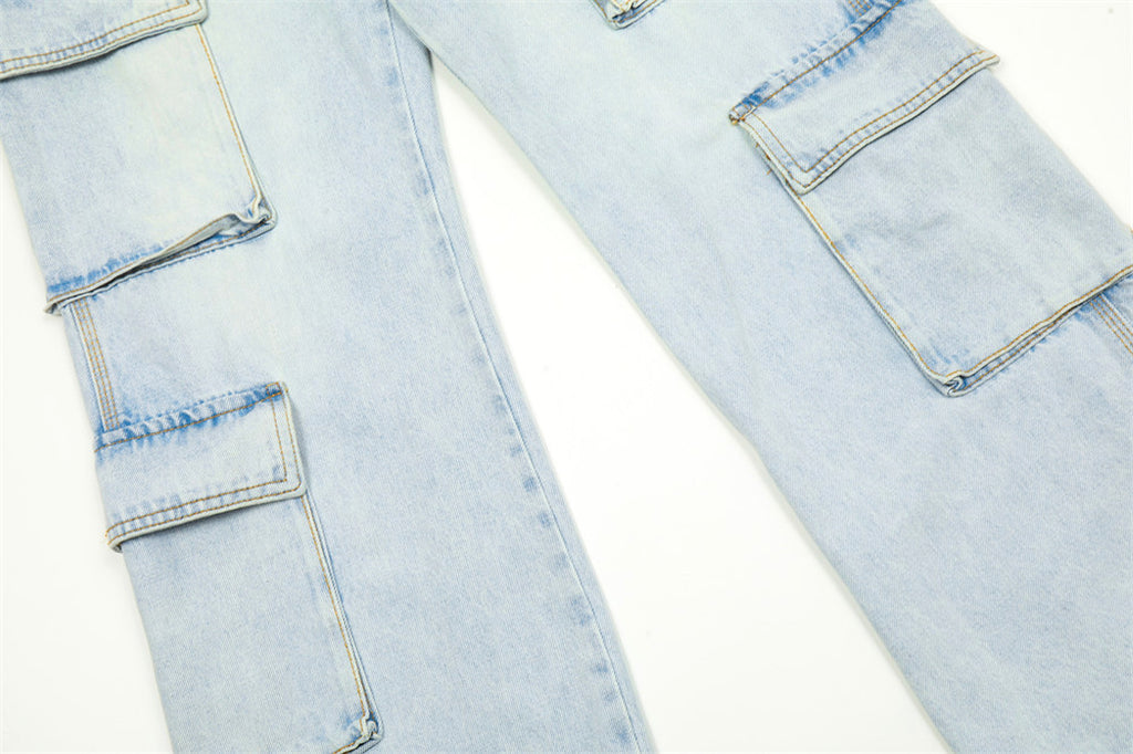 Wash Light Color Cargo Jeans Men - enhanced image 15