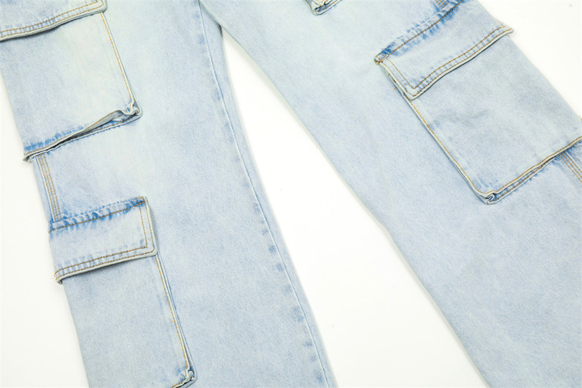 Wash Light Color Cargo Jeans Men - enhanced image 15