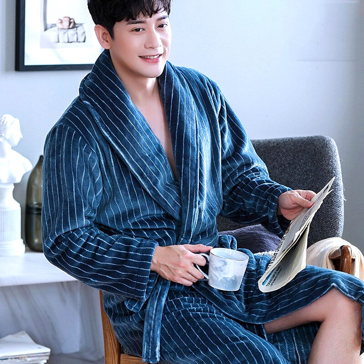 Winter Bathrobe Coral Fleece Couple Pajamas - enhanced image 15