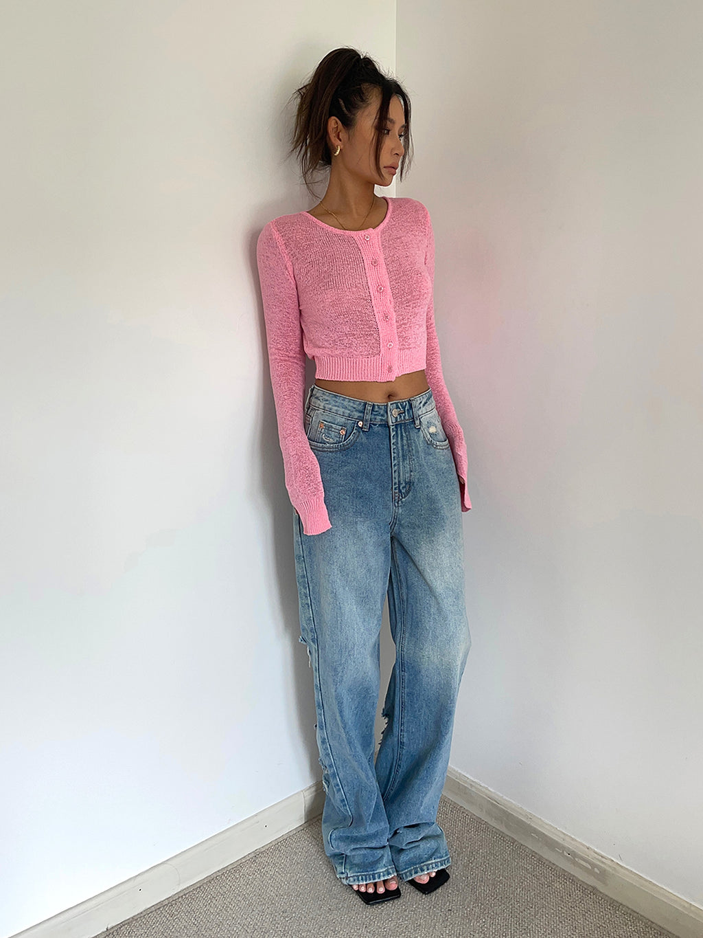 Women's Retro High Waist Loose Wide Legs Jeans - enhanced image 15