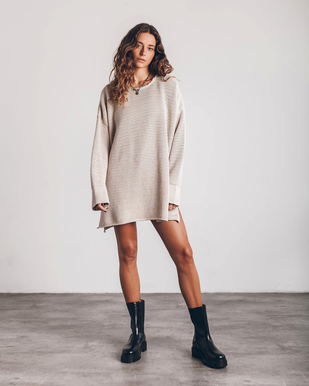 A.1 Women's Twist Thread Loose All-match Round Neck Sweater Dress - enhanced image 15