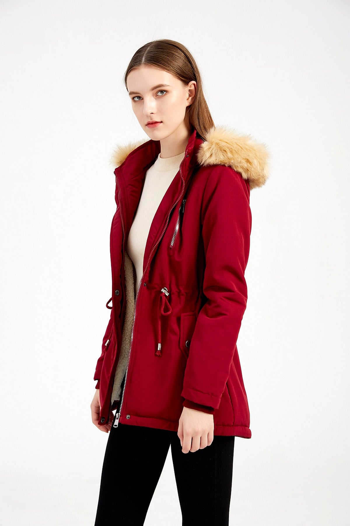 Women's Winter Coat with Detachable Hood – Warm Fleece-Lined Jacket - enhanced image 15