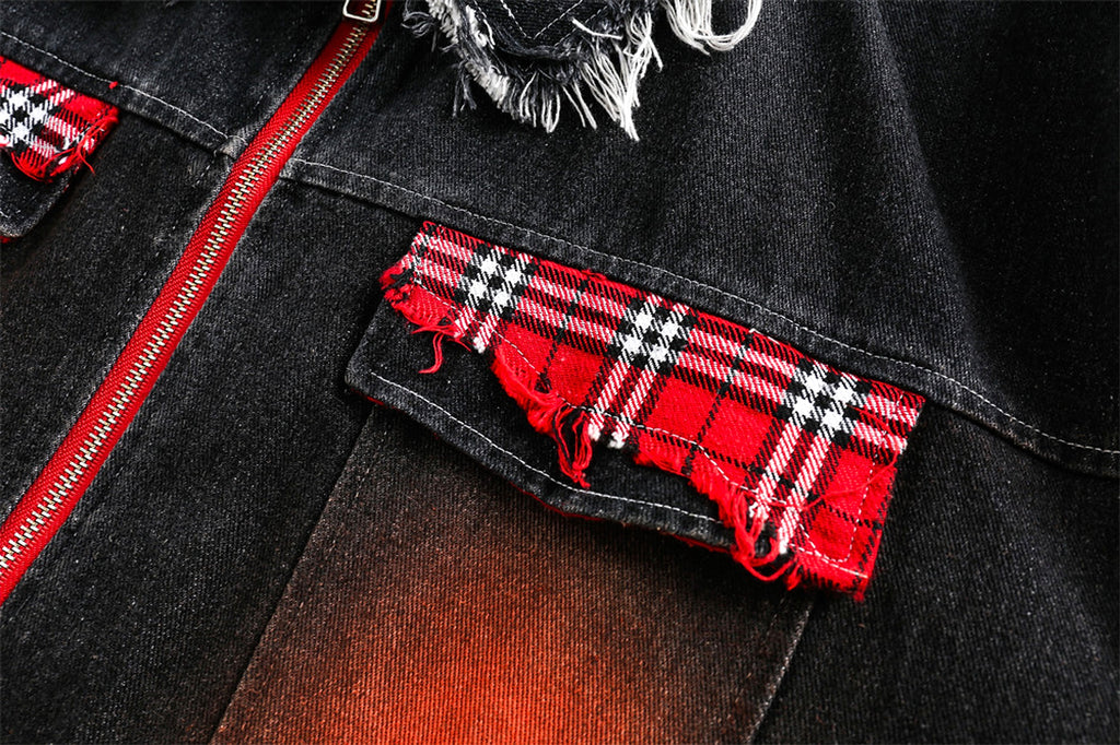 A1. Color Matching Cat Raw-cut Edges Washed And Worn Loose Lapels Coat Fashion - enhanced image 16