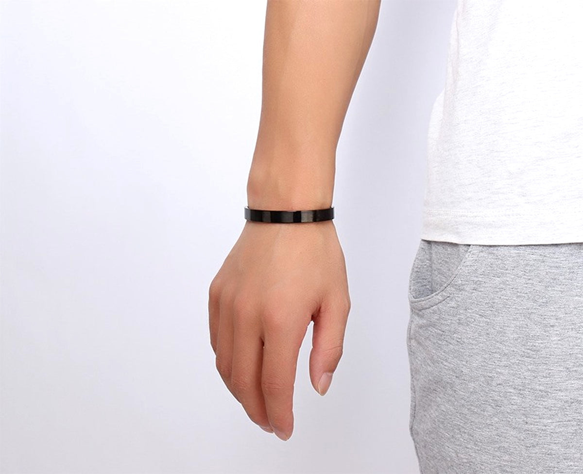 Can Be Engraved Light Body Opening Titanium Steel Men's Bracelet - enhanced image 16