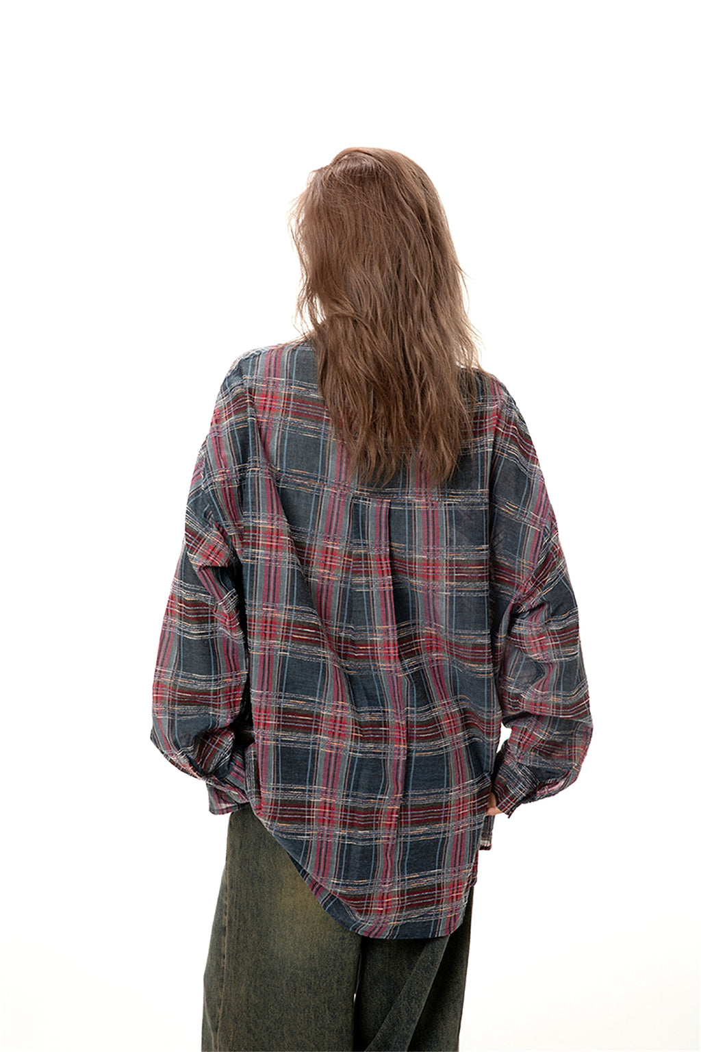 Color-contrast Check Letter Printed Long Sleeve DressShirt - enhanced image 16