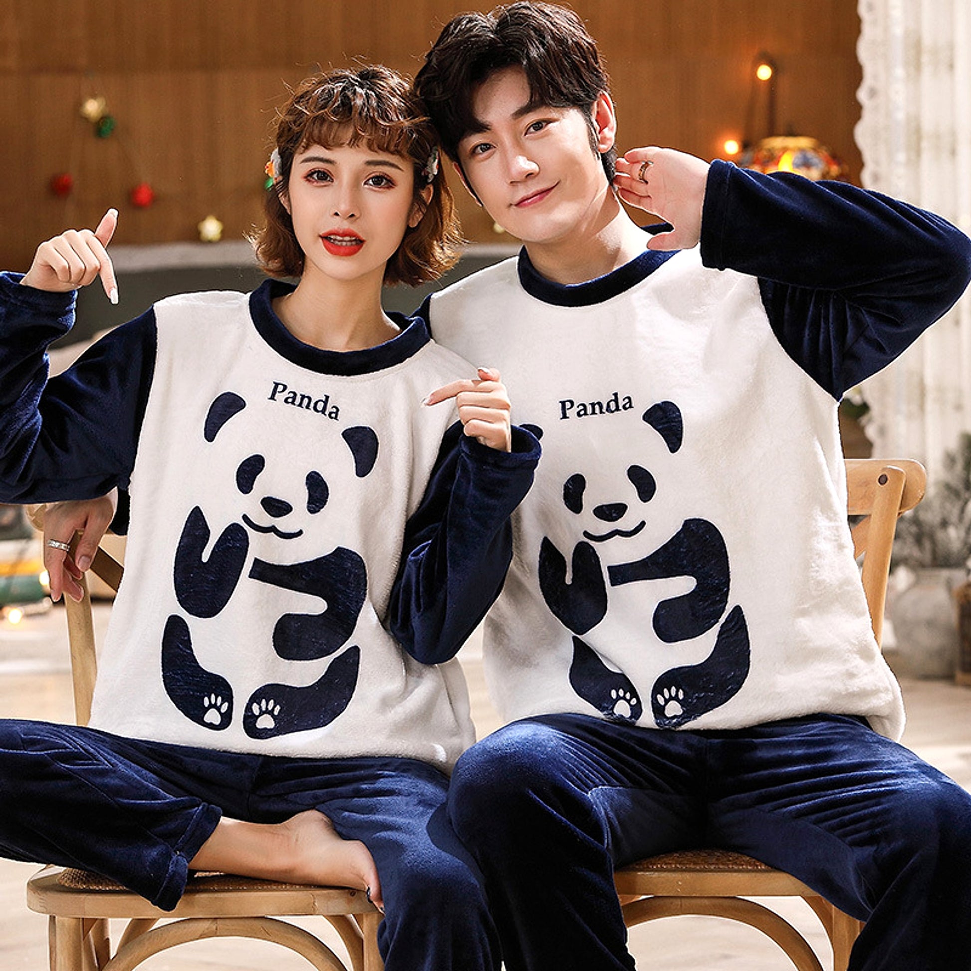 Couples Warm And Velvet Thickened Flannel Home Service Pajamas Set - enhanced image 16