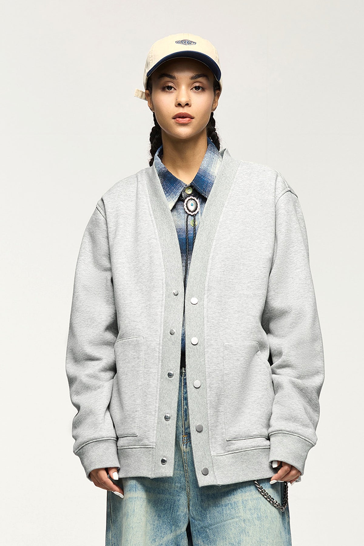 Flame Single-layer Fleece-lined Cardigan Coat Loose-fitting Casual Pullover - enhanced image 16