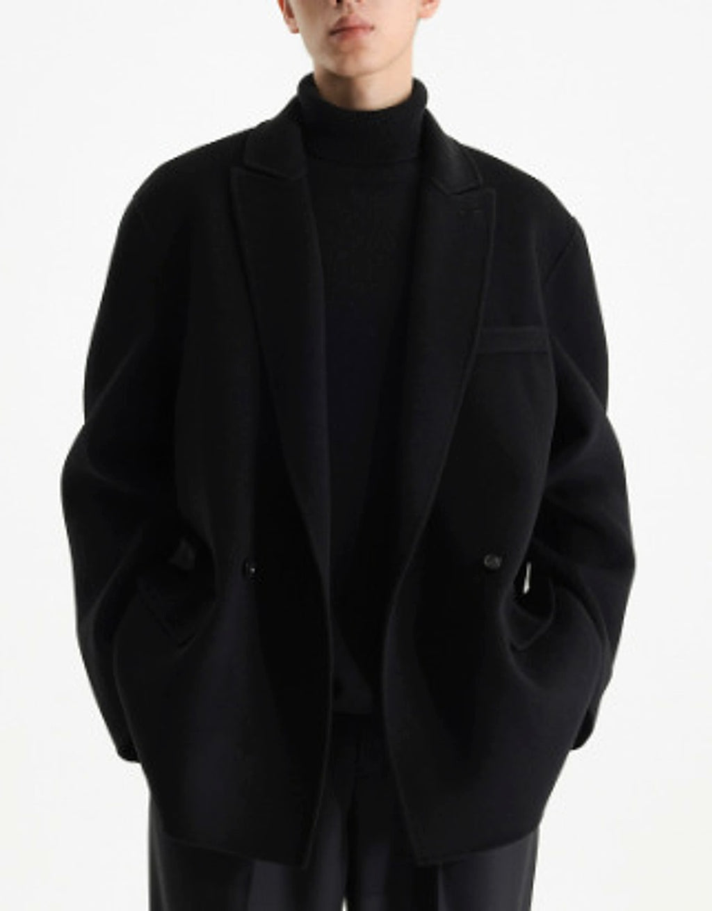 Gun Collar Double-faced Woolen Goods Woolen Suit Wool Coat For Men - enhanced image 16