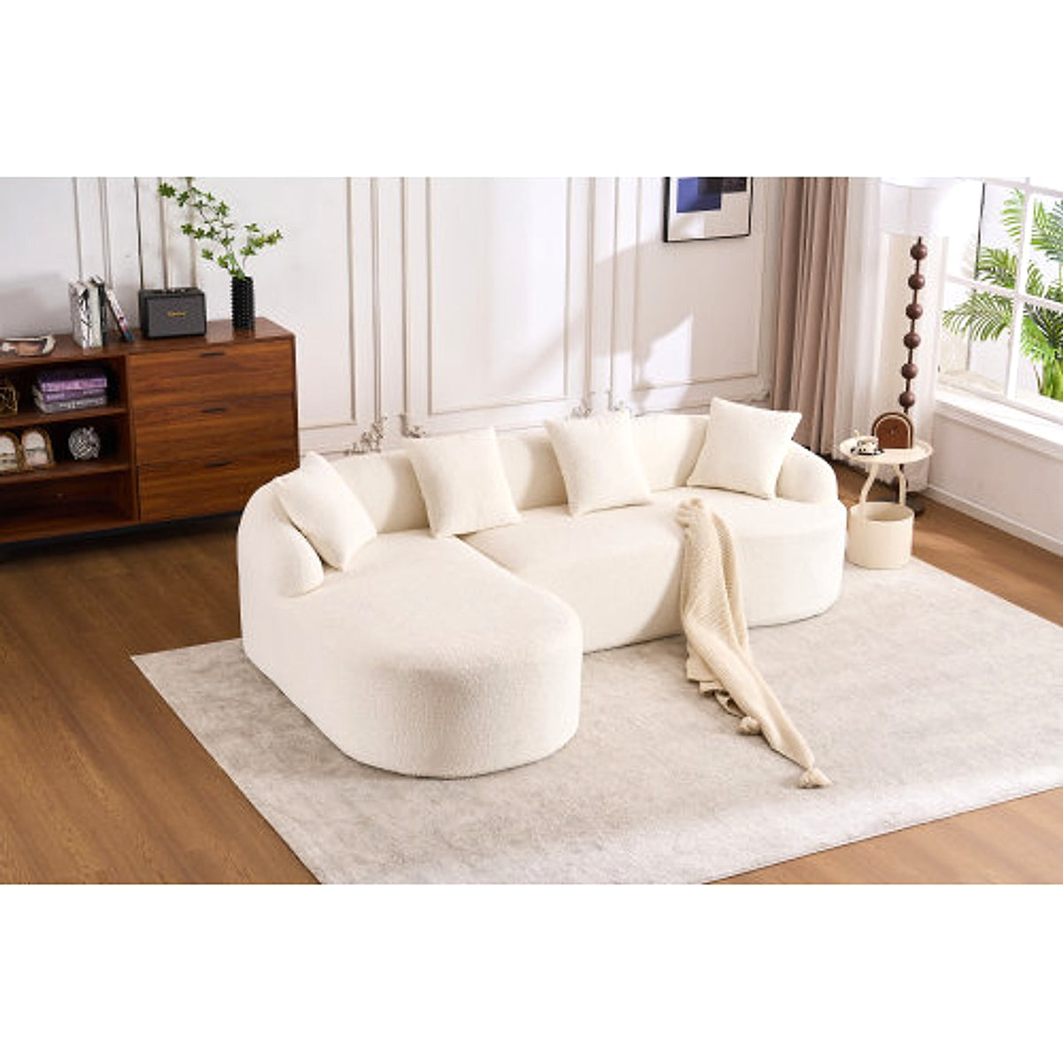 LuxeForm™ – Grey Compression Sofa with Chaise Lounge & 4 Pillows (US Warehouse) - enhanced image 16