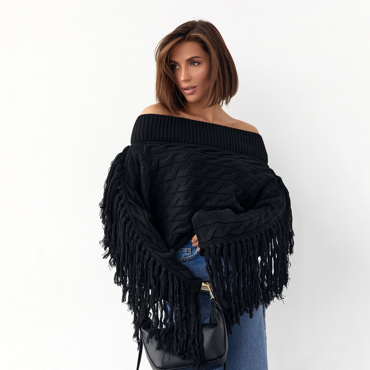 A Pure Color Elegant Style Woolen Tassel Design Sweater  Women - enhanced image 16