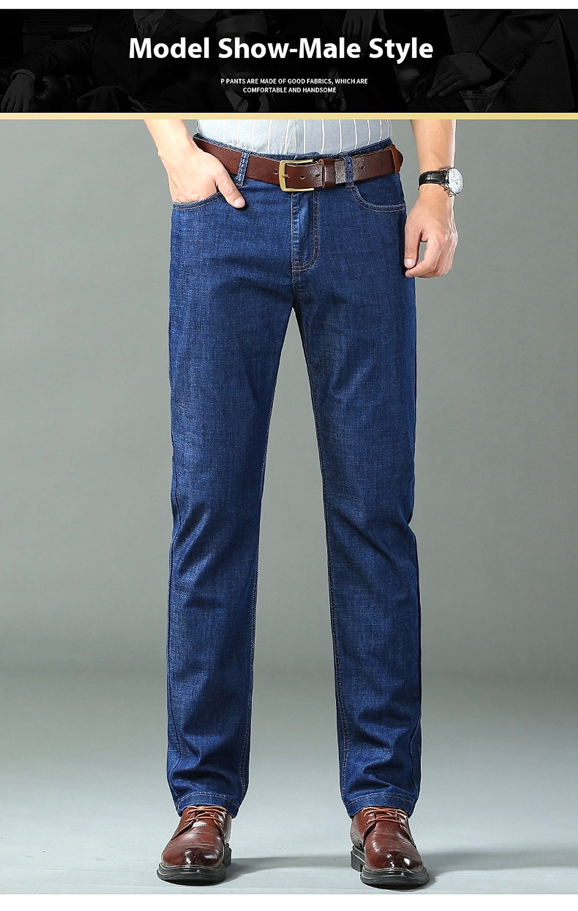 Thin Summer Cotton Elastic Ice Silk Quality Mid-high Waist Jeans - enhanced image 16
