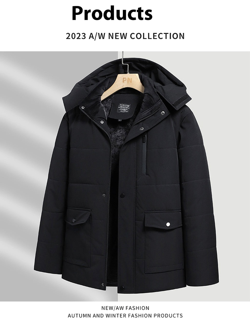Winter Popular Middle-aged And Elderly Cotton Down Jacket Men Fleece-lined Thickened Hooded Warm Middle-aged And Elderly - enhanced image 16