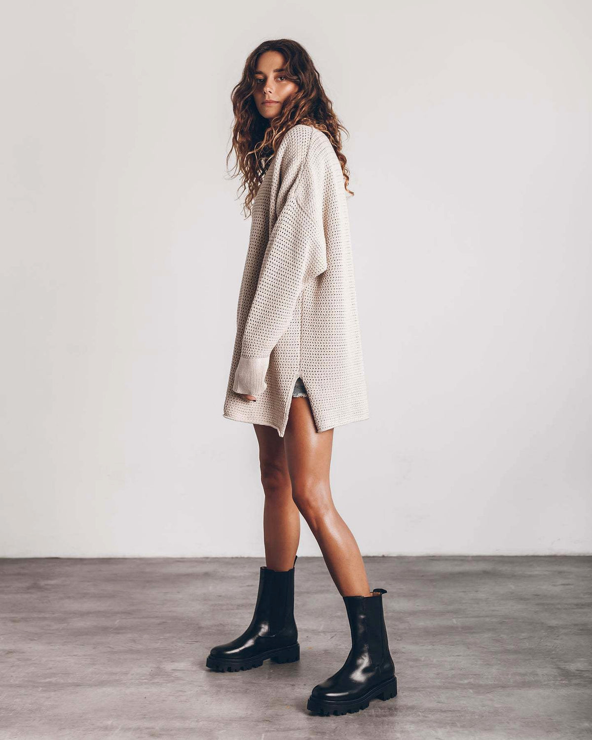 A.1 Women's Twist Thread Loose All-match Round Neck Sweater Dress - enhanced image 16