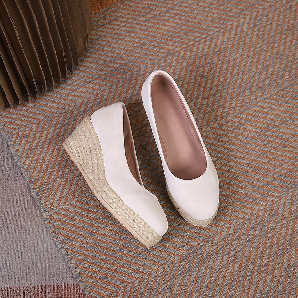 Women's Wedge Heel Thick Sole Round Toe Shallow Mouth Single Shoe - enhanced image 16