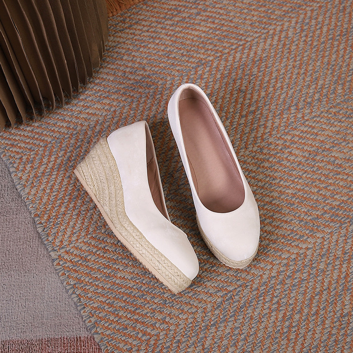 Women's Wedge Heel Thick Sole Round Toe Shallow Mouth Single Shoe - enhanced image 16