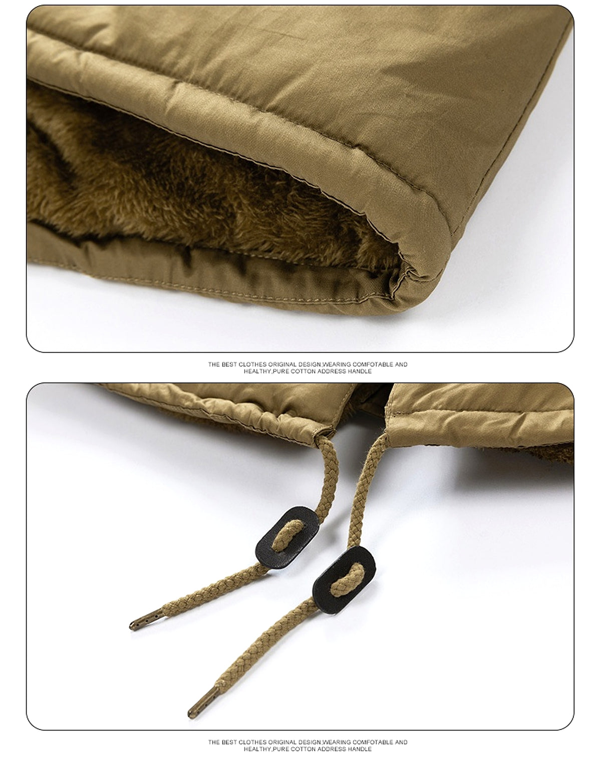 Zipper Solid Color Regular Brown Extra Thick Men 's Jacket - enhanced image 16