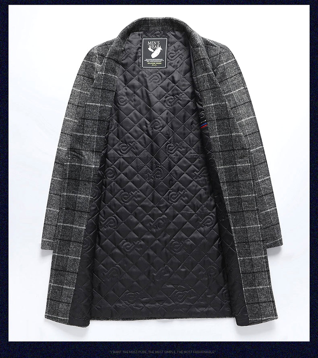 25 Edition – Men’s Wool-Blend Plaid Business Overcoat (Mid-Length) - enhanced image 17