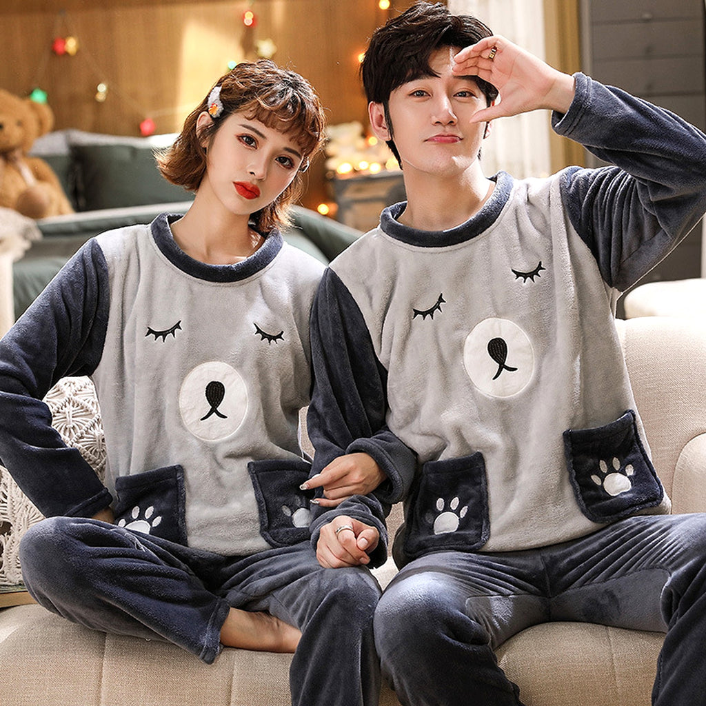 Couples Warm And Velvet Thickened Flannel Home Service Pajamas Set - enhanced image 17