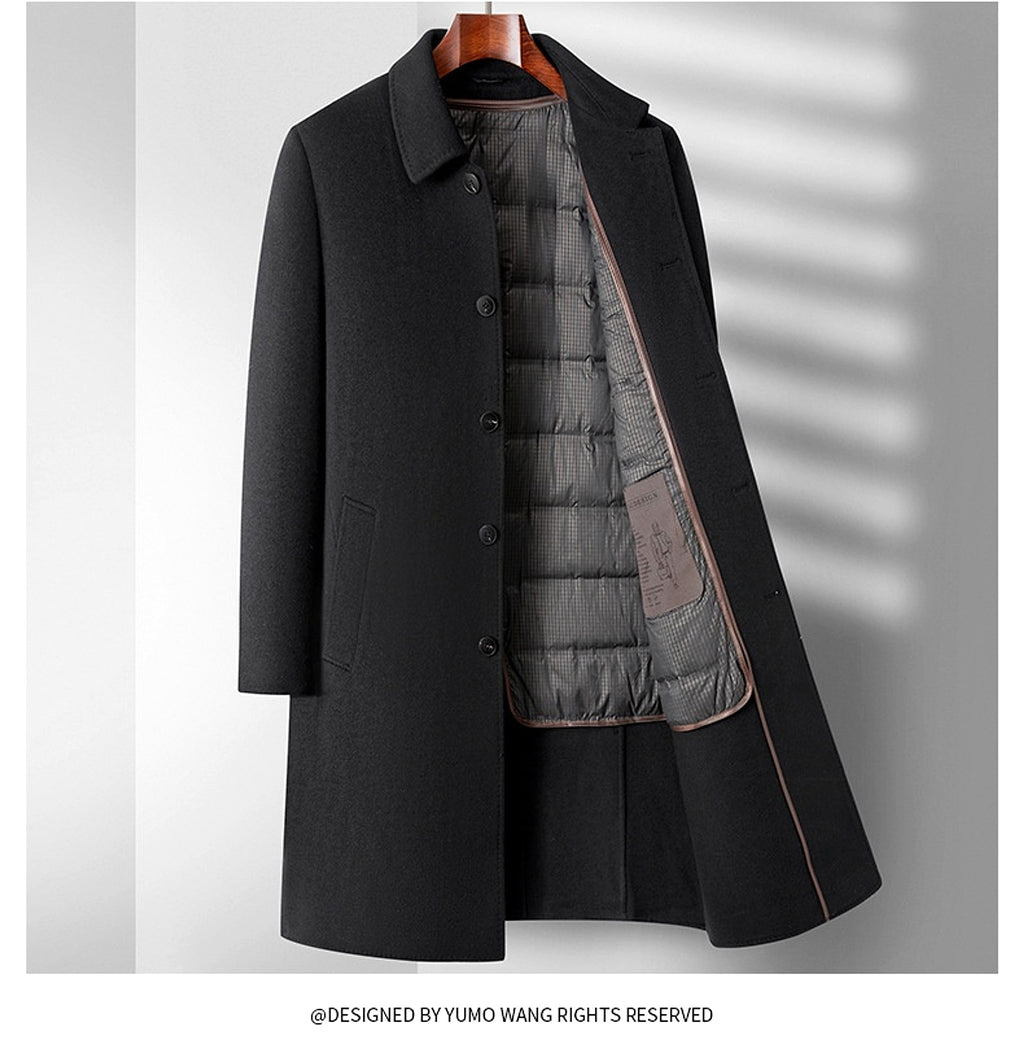 Double-sided Wool Overcoat Men's Winter Down Feather Liner High-end Long Business - enhanced image 17