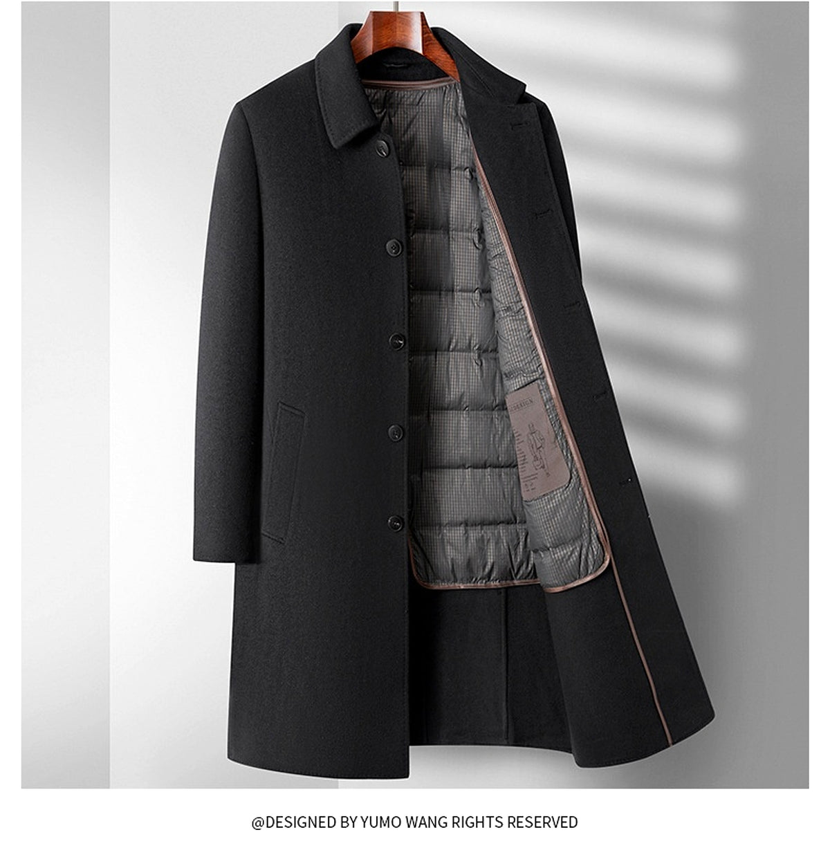 Double-sided Wool Overcoat Men's Winter Down Feather Liner High-end Long Business - enhanced image 17