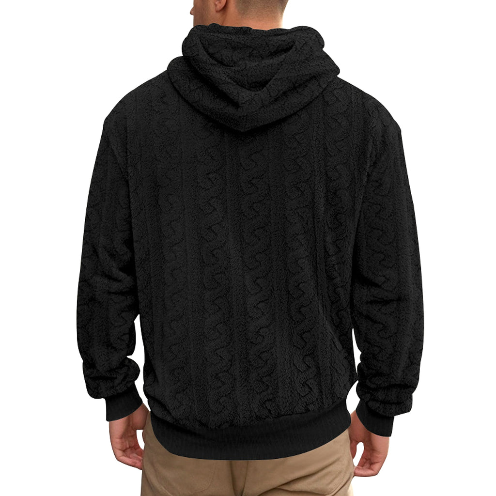 European And American Fall Winter Men Hooded Jacquard Teddy Plush Sports And Leisure Sweater - enhanced image 17