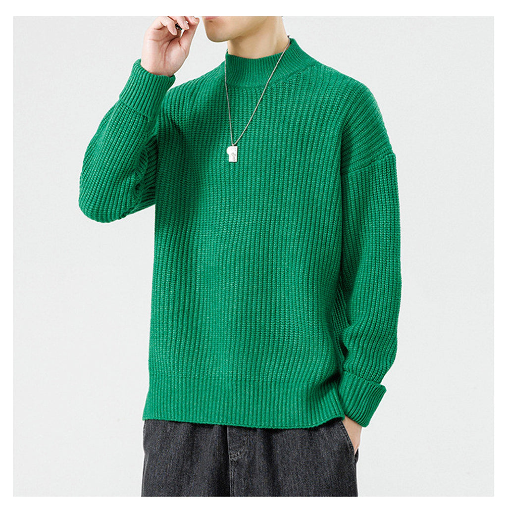 Half High Necked Sweater For Men's Casual Knitwear Outerwear - enhanced image 17