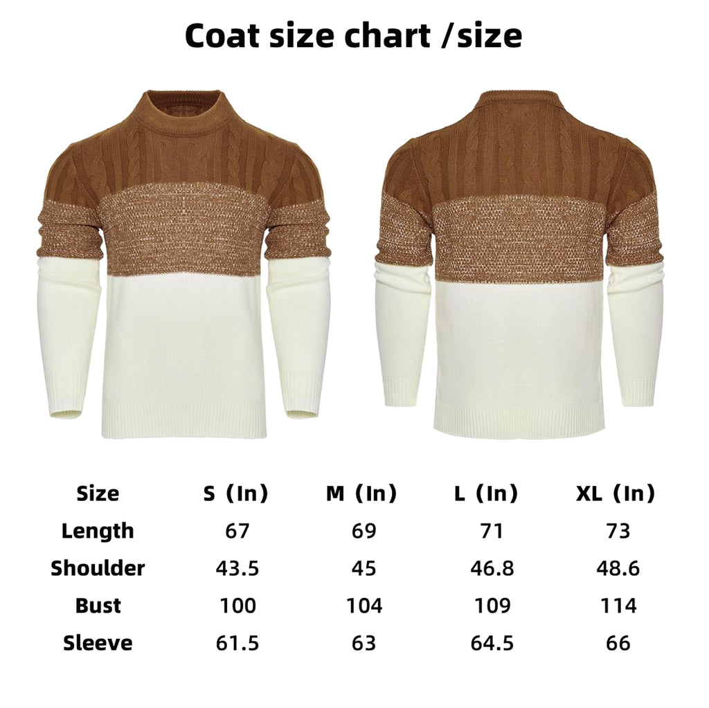 Men's Casual Color Block Long Sleeve Cable Knit Pullover Sweater - enhanced image 17