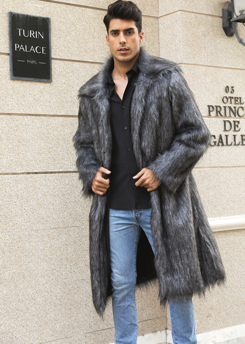 A.1 Men's Imitation Fox Fur Warm Coat Jacket - enhanced image 17