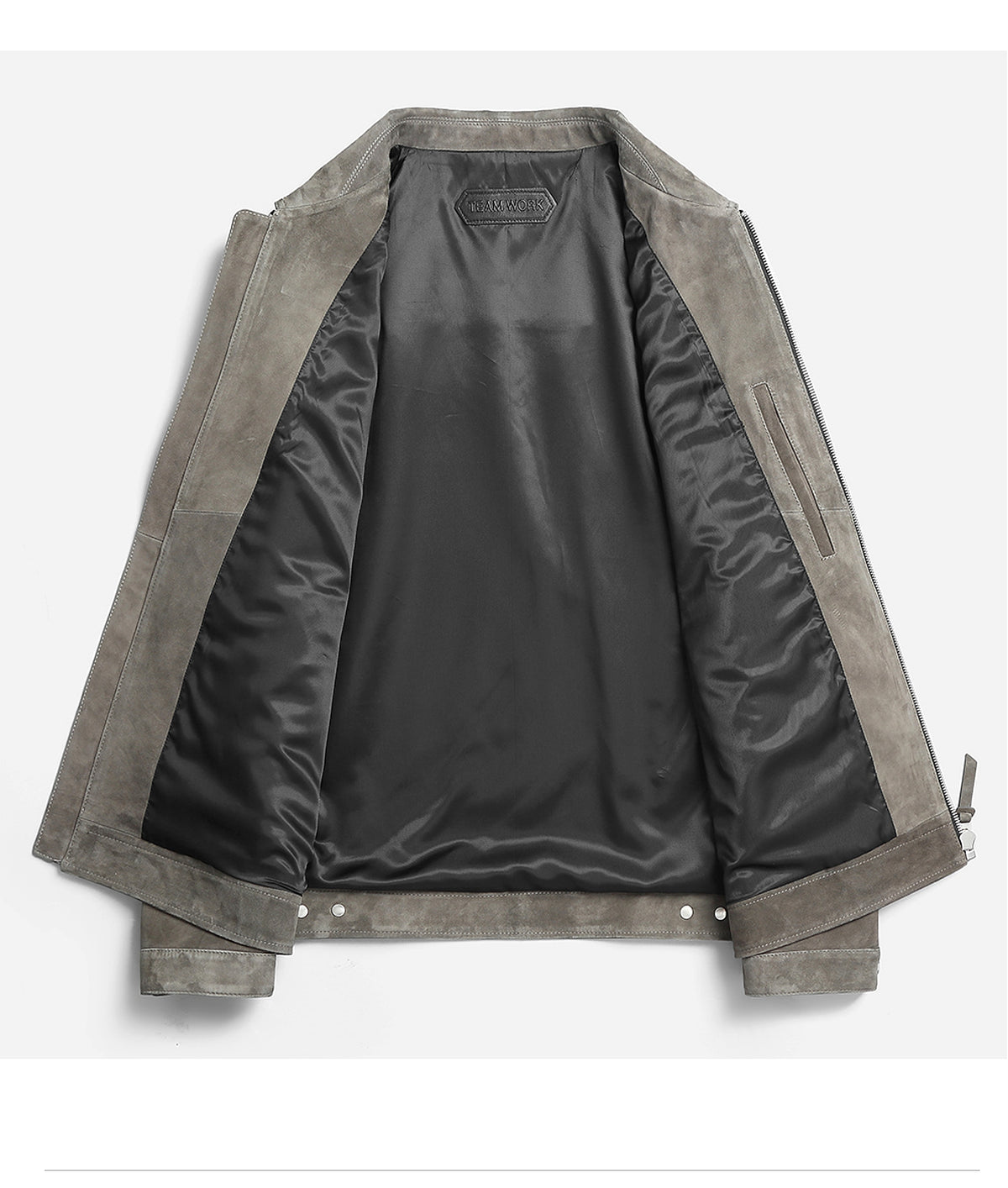 A1. Men's Lambskin Suede Lapel Biker's Leather Jacket - enhanced image 17