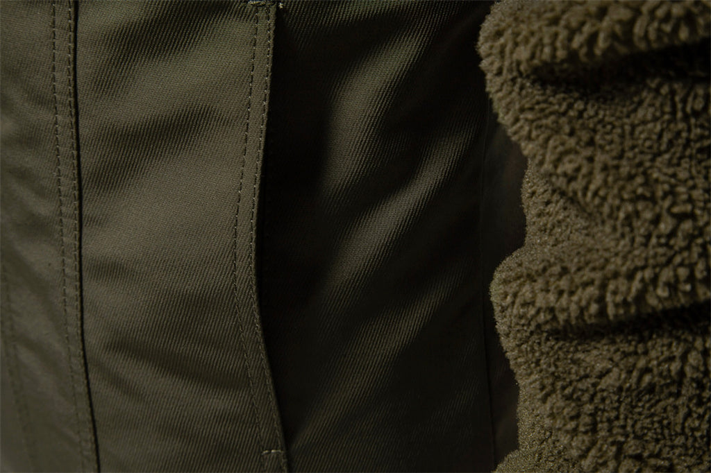 Men's New Jacket Fashion Casual Patchwork Lamb Wool Coat - enhanced image 17