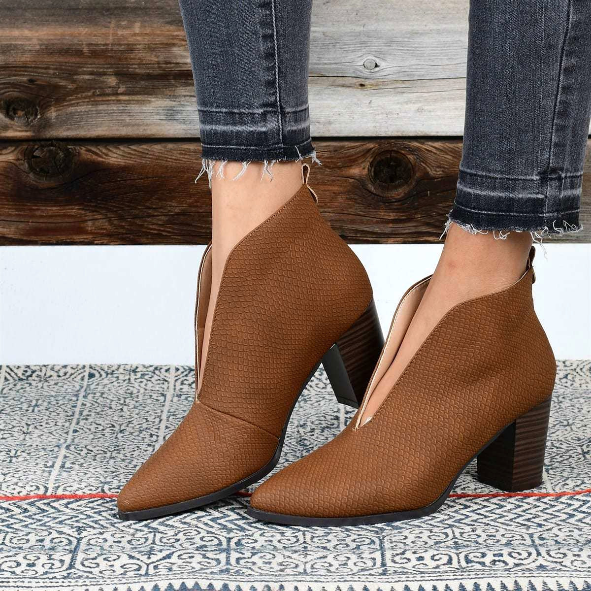 Retro Square Toe Casual Large Size Single Shoe Mid Heel - enhanced image 17